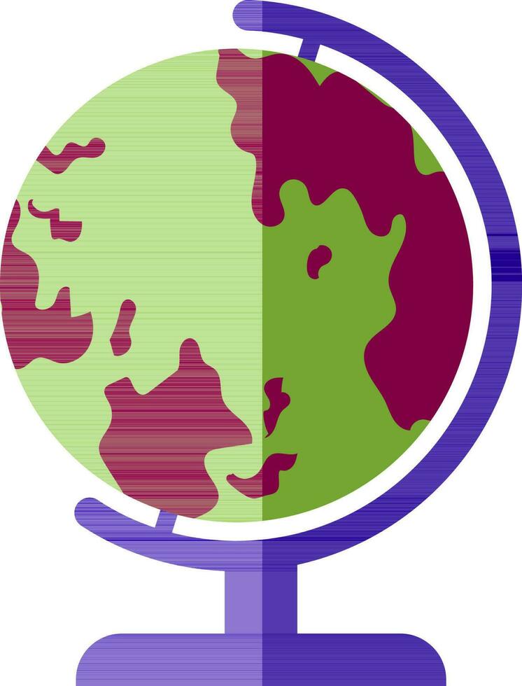 Earth globe in pink, blue and green color. vector