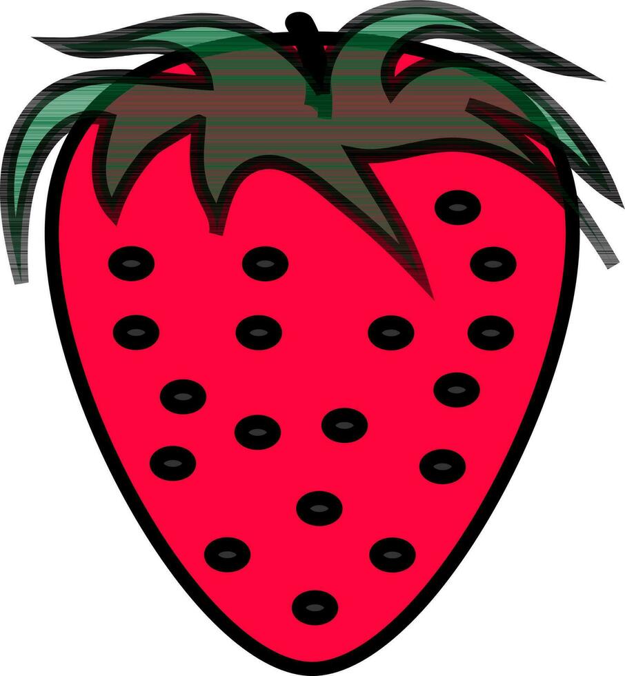 Flat style strawberry in pink and green color. vector