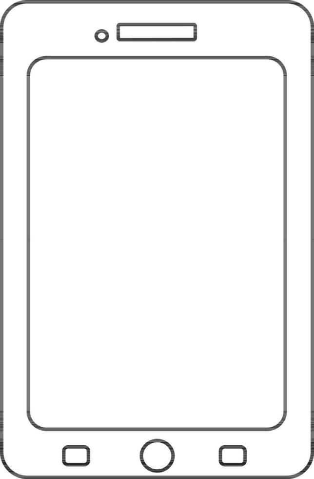 Smartphone in black line art. vector