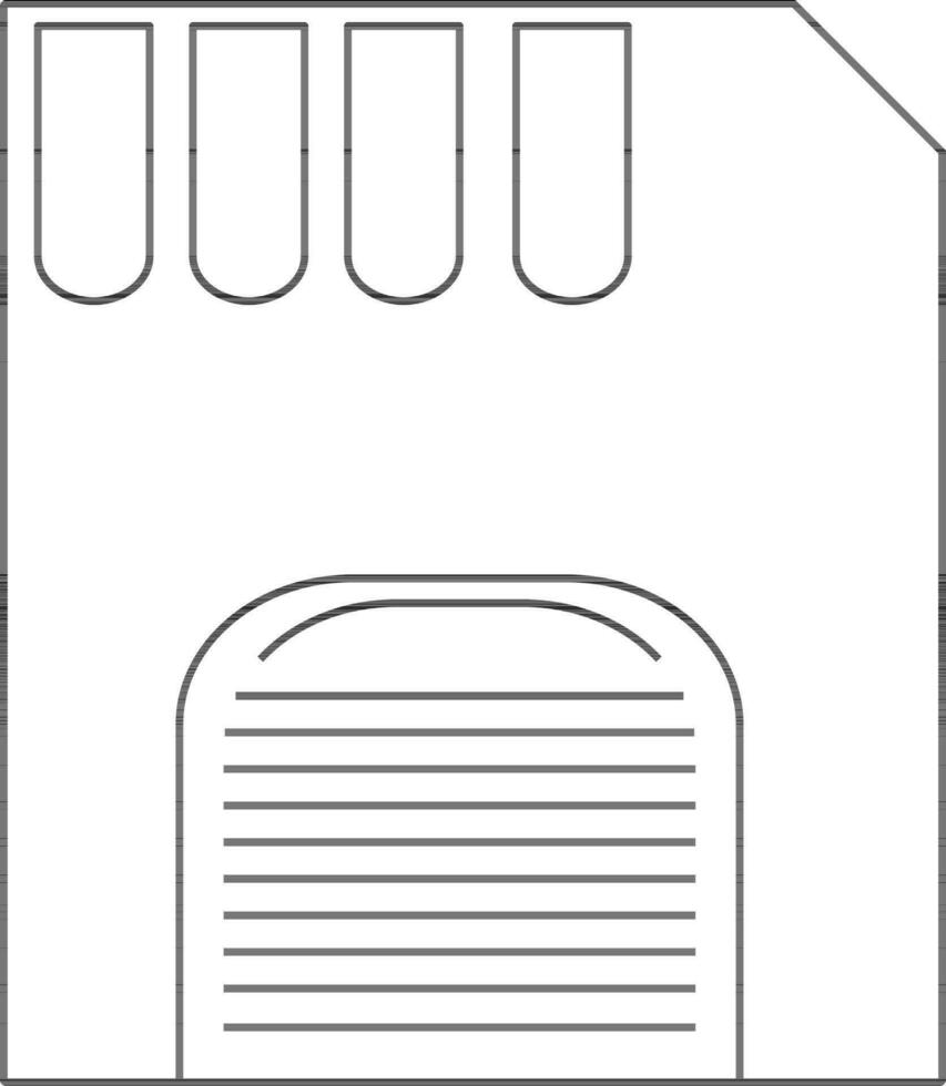 Isolated memory card in black line art illustration. vector