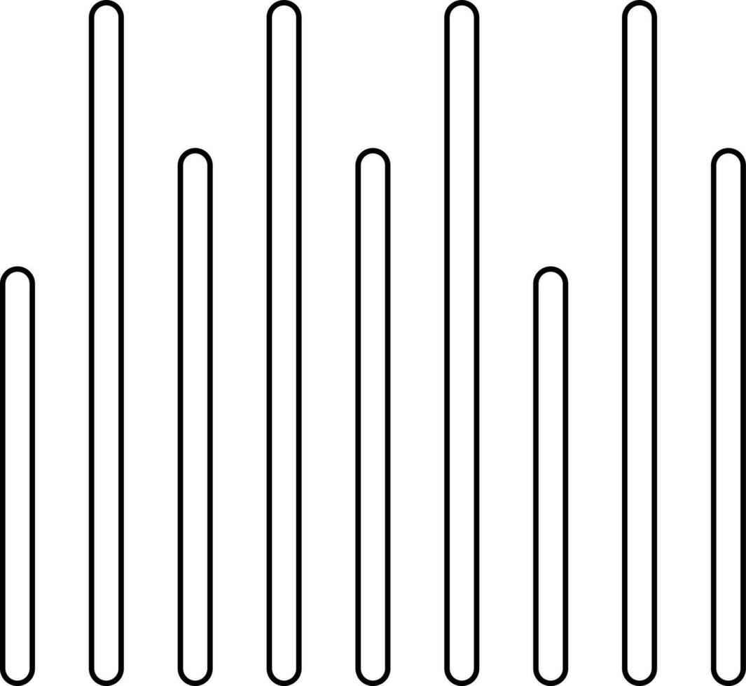 Black line art sound wave on white background. vector