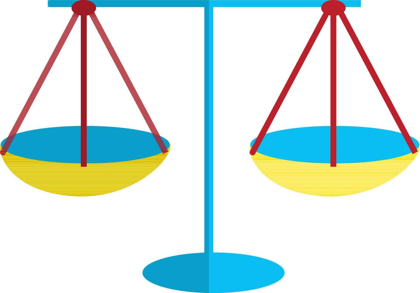 Blue and red balance scale on white background. vector