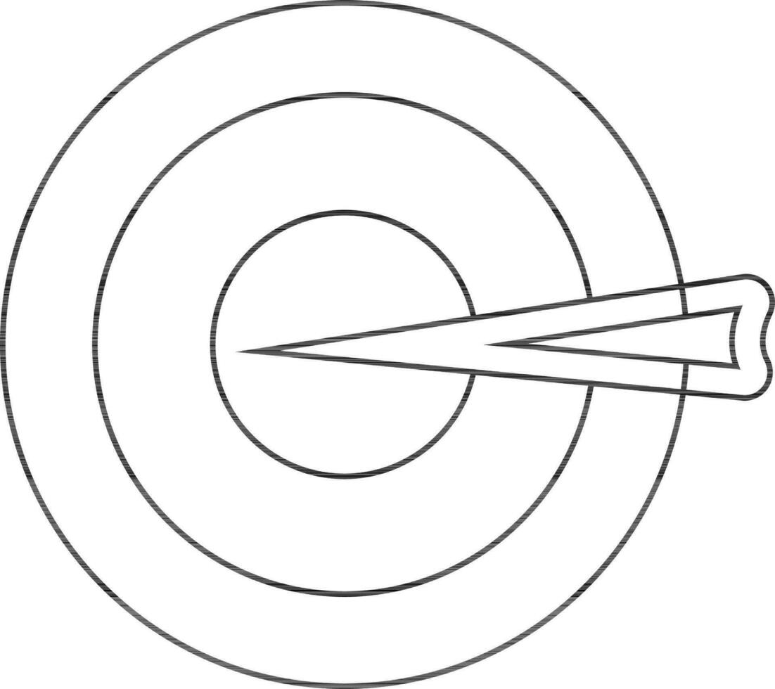 Black line art target arrow with bullseye. vector