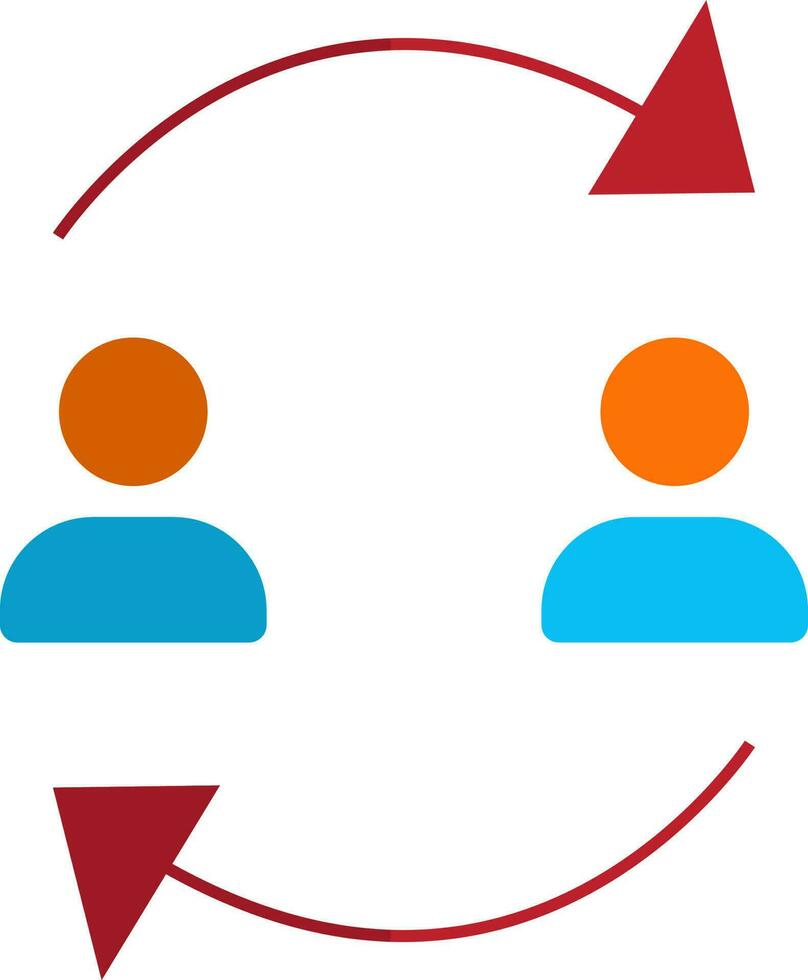Character of two man rotating red arrow. vector