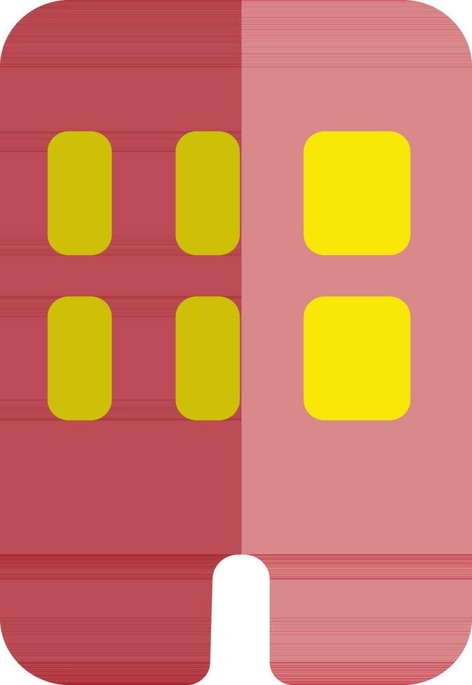 Red and yellow building in flat style. vector