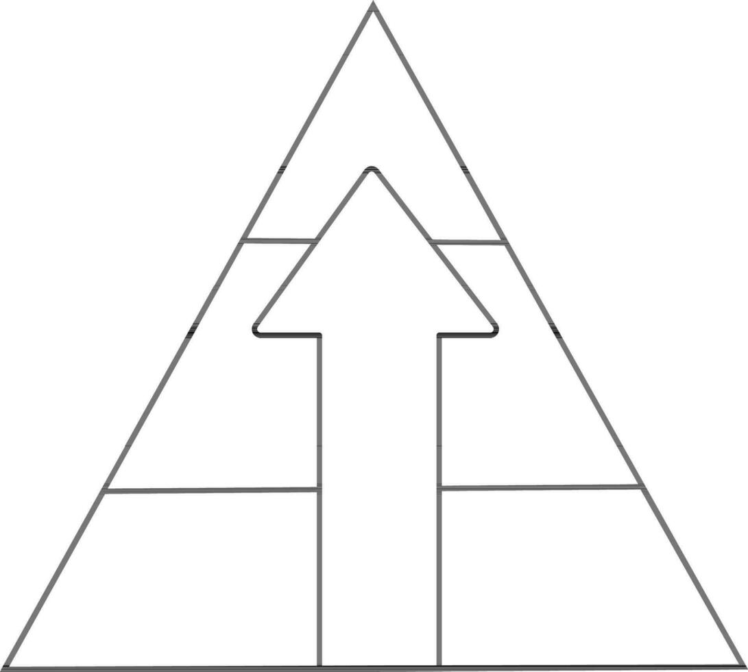 Black line art arrow on triangle in flat style. vector
