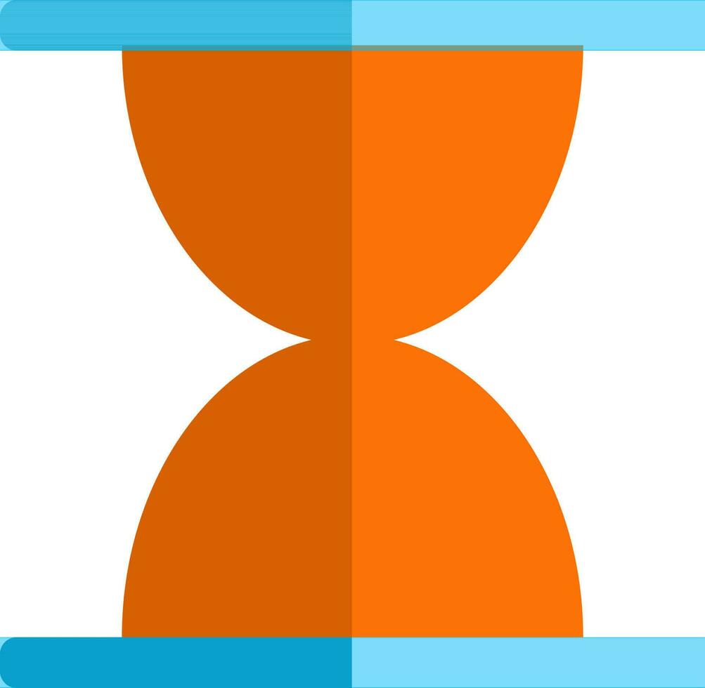 Orange and blue hourglass in flat style. vector