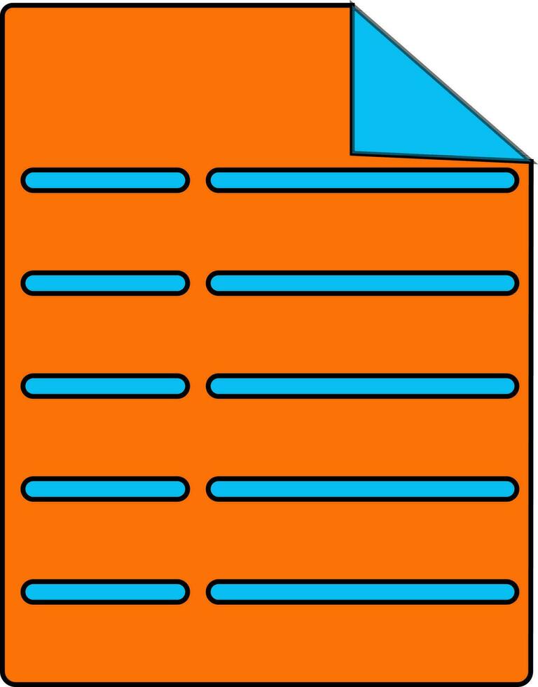 Blank document file in orange and blue color. vector