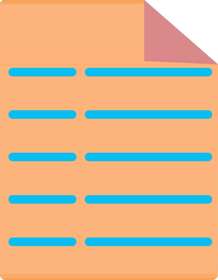 Blank document file in orange and blue color. vector
