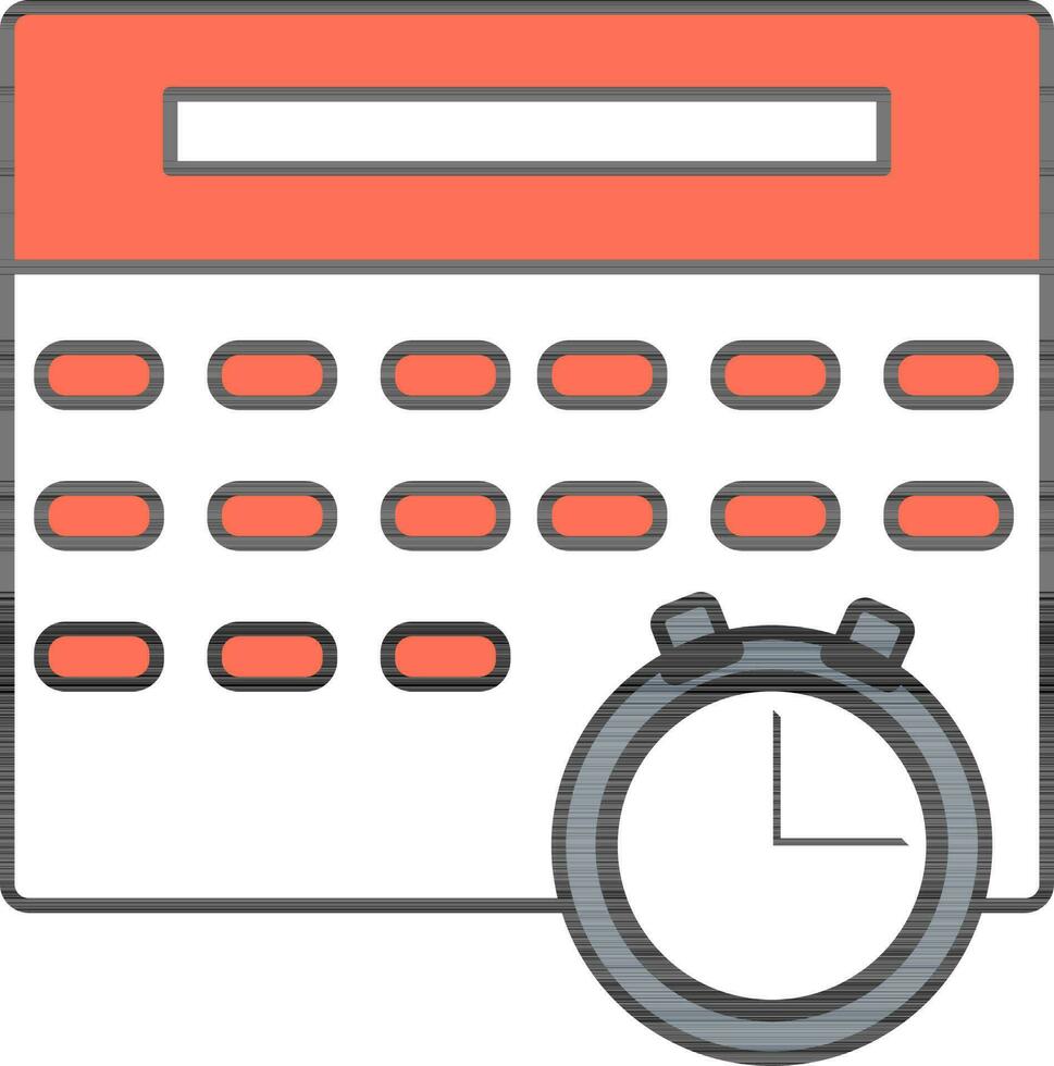 Calendar and Stop clock icon in orange and gray color. vector
