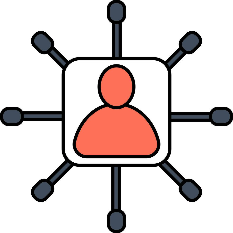 User Connection or Networking icon in orange and gray color. vector