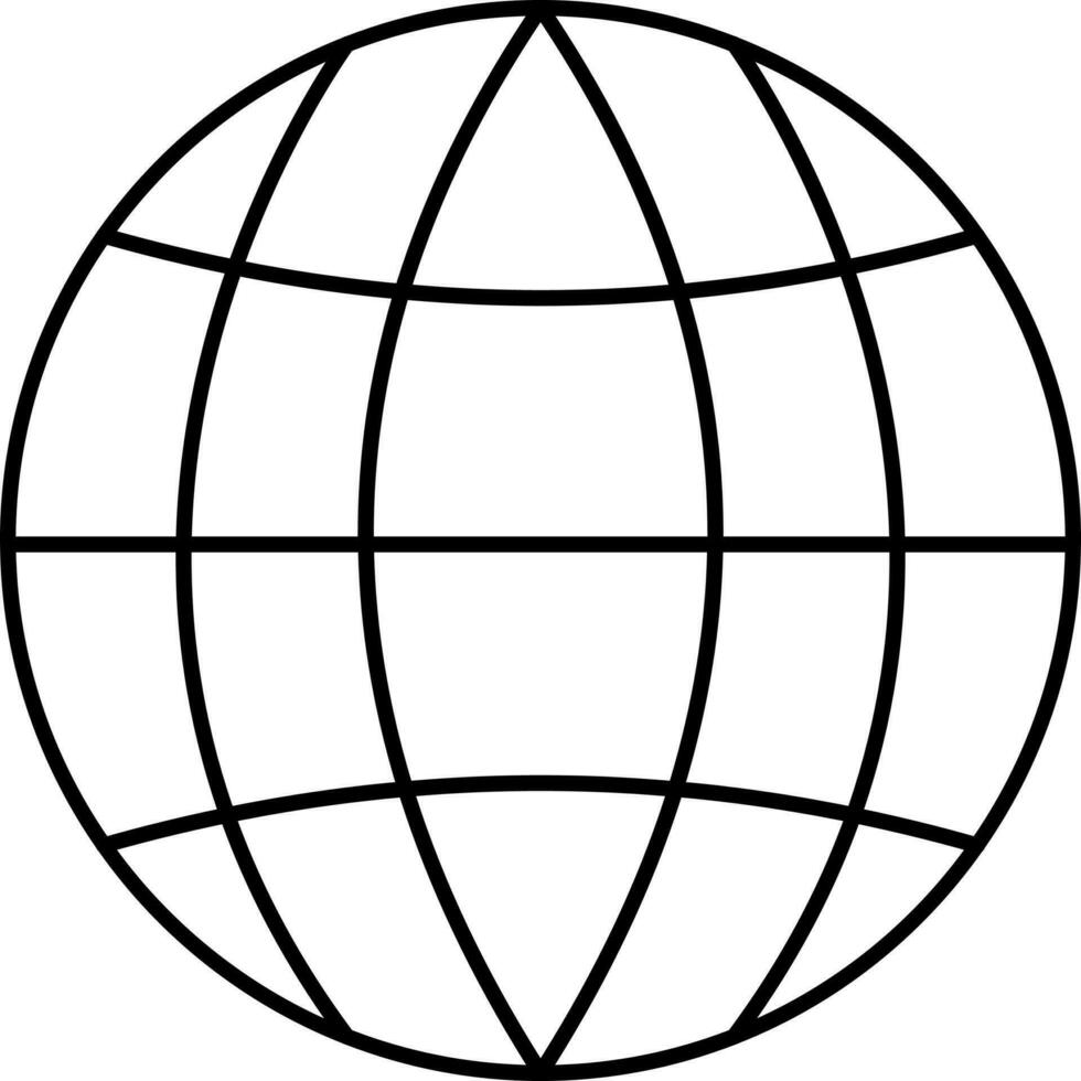 Earth globe in black line art illustration. vector