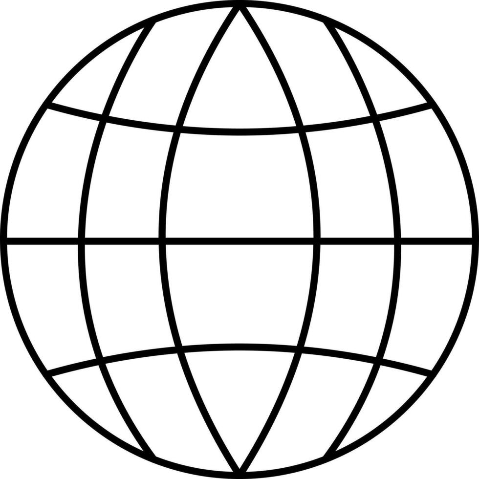 Earth globe in black line art illustration. vector