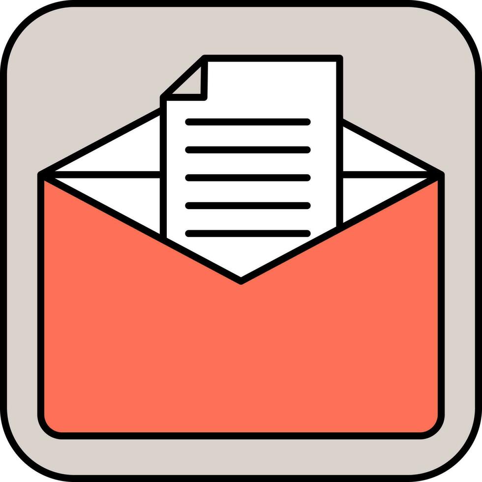 White and Orange Mail or Envelope icon in flat style. vector