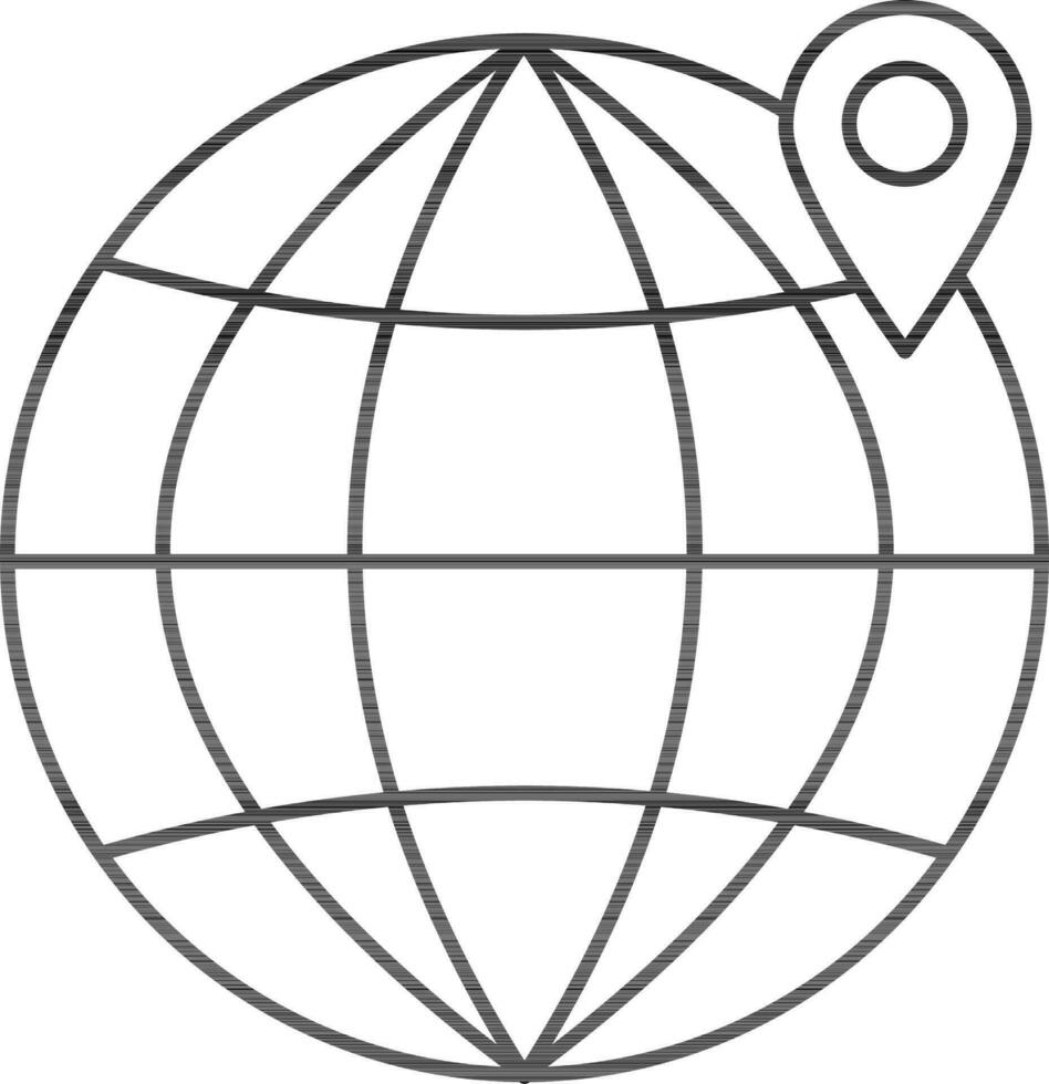 Earth globe with map pin. vector