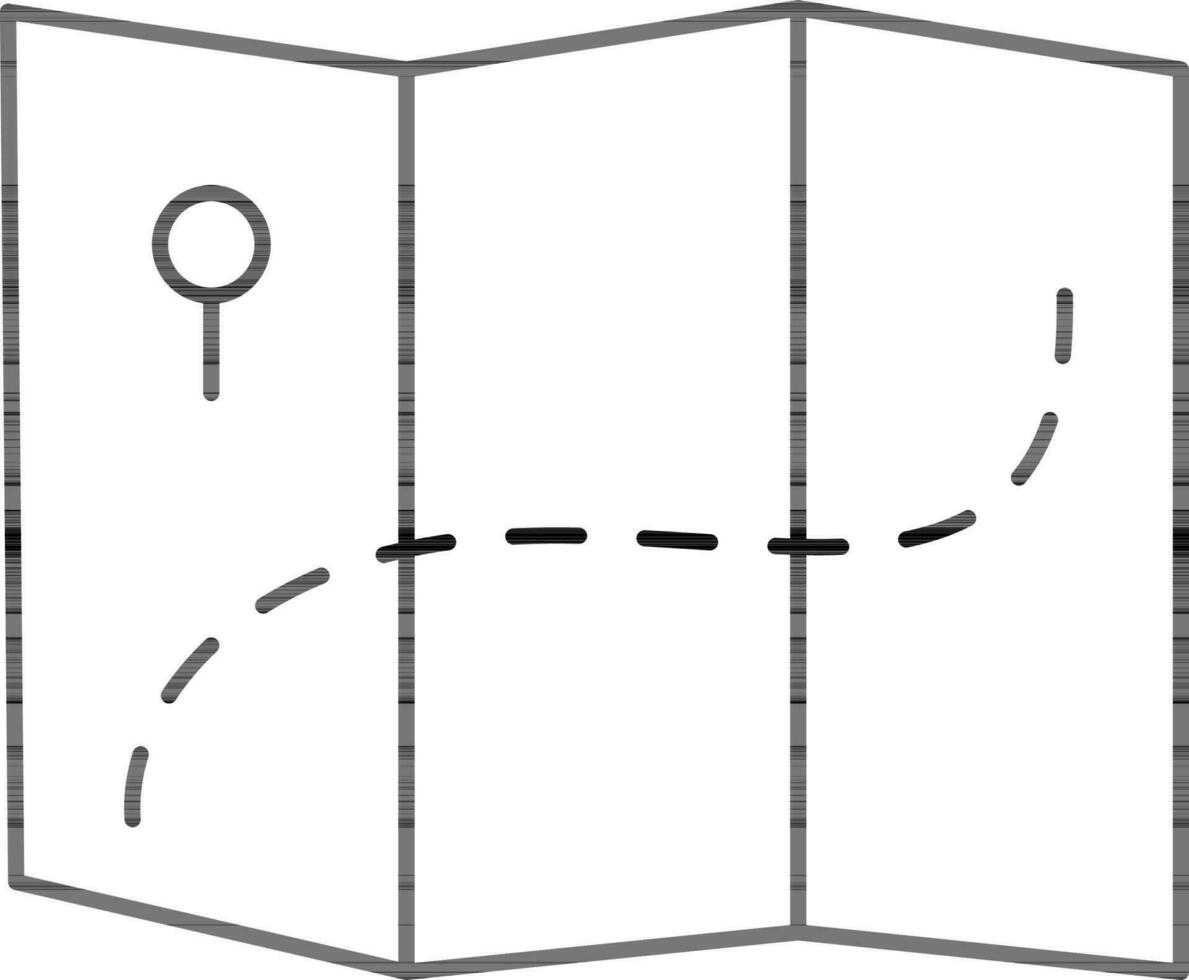 Black line art map location with pin. vector