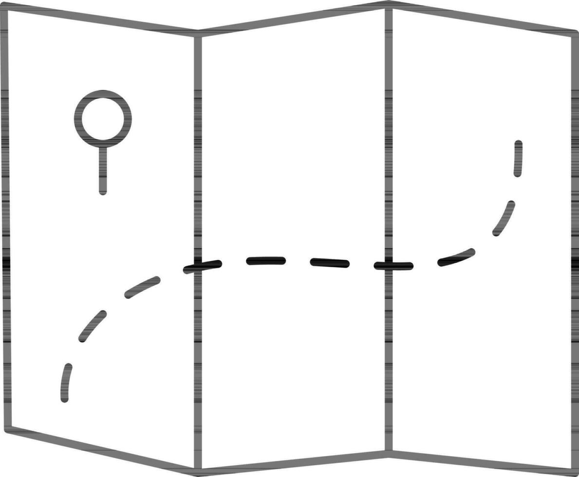 negro línea Arte mapa ubicación con alfiler. vector