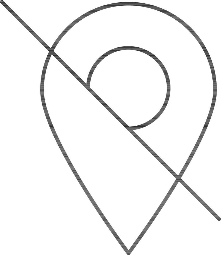 Black line art map location on white background. vector