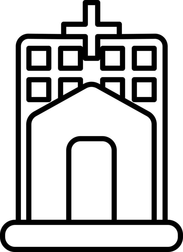 Black line art illustration of Hospital Building icon. vector