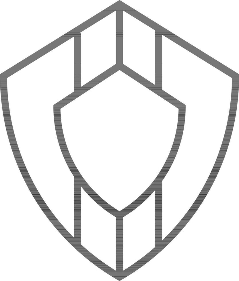 Black line art illustration of Shield icon. vector