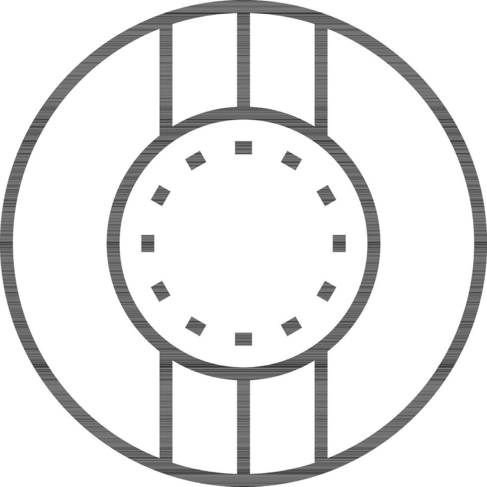 Antique round shield icon in thin line art. vector
