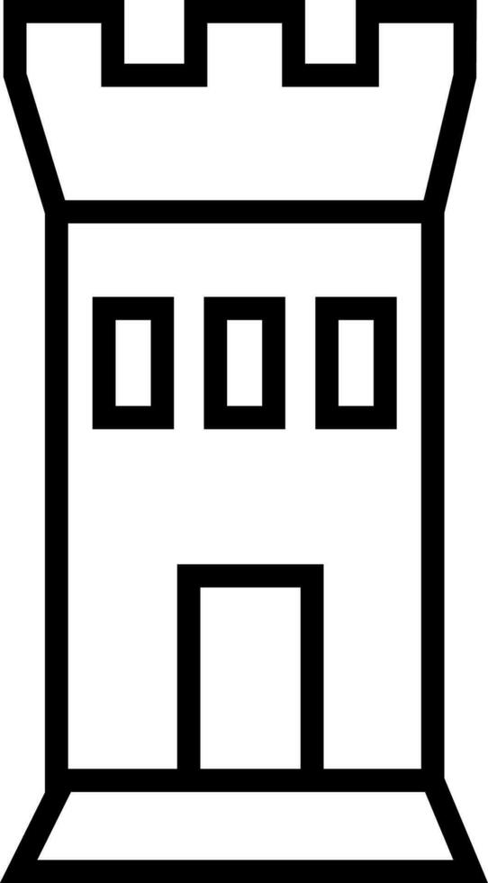 Castle tower build icon in line art. vector