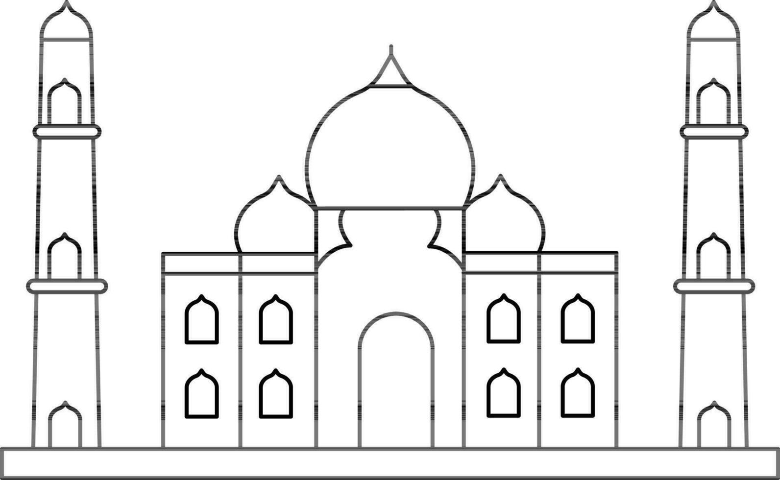 Taj Mahal Line Art Icon on White Background. vector