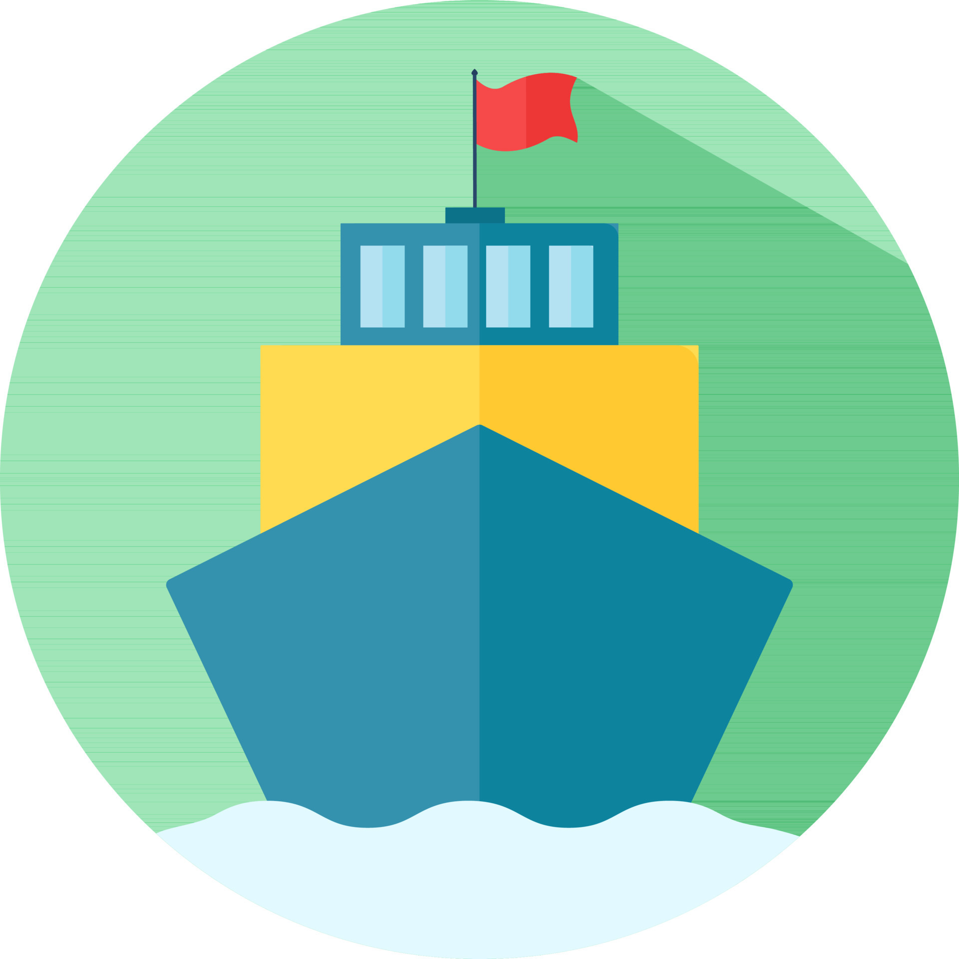 Colorful Ship Boat with Flag icon in flat style. 24367472 Vector Art at ...