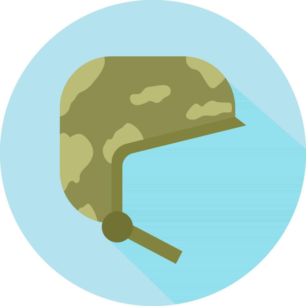 Ejército casco icono en verde color en azul antecedentes. vector