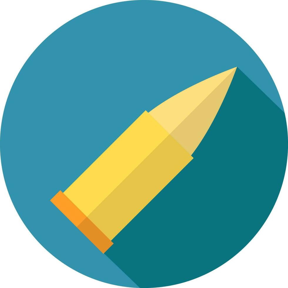 Gun bullet icon in yellow color on blue background. vector