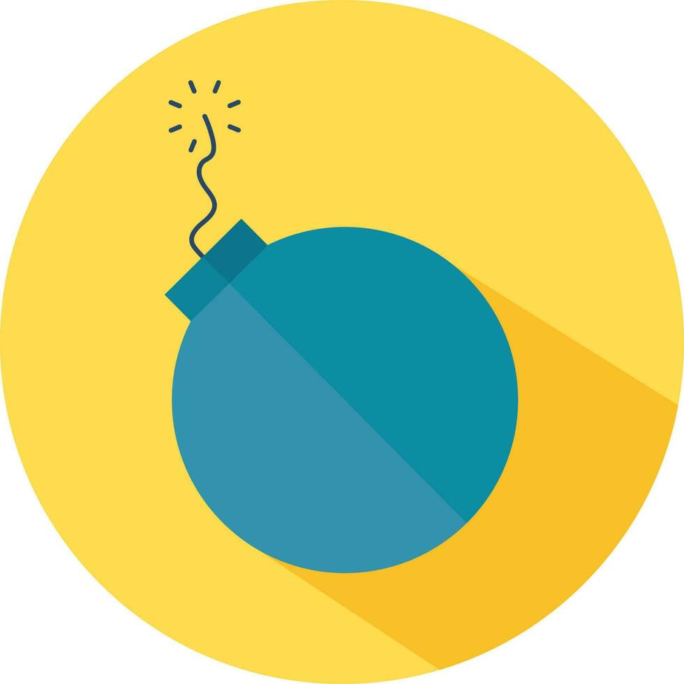 Bomb icon in blue color on yellow background. vector