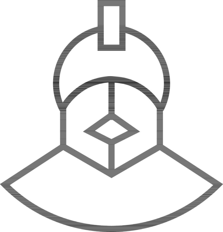 Line art Knight Mask icon in flat style. vector