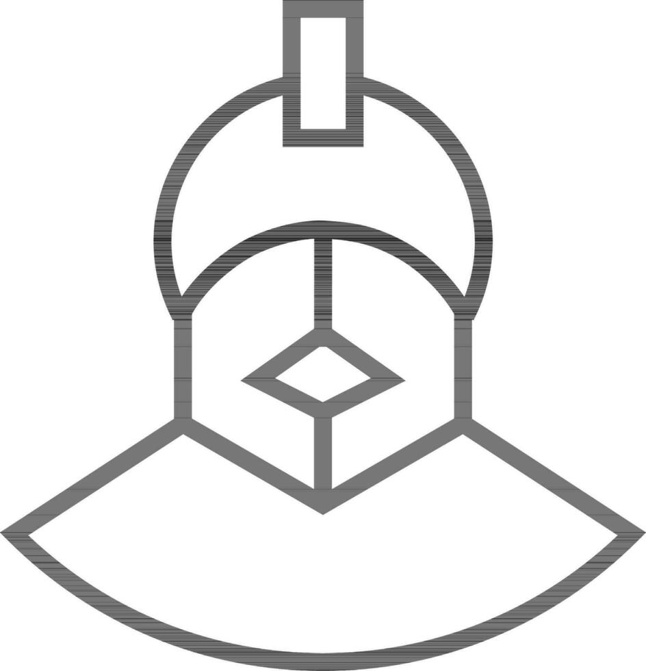 Line art Knight Mask icon in flat style. vector