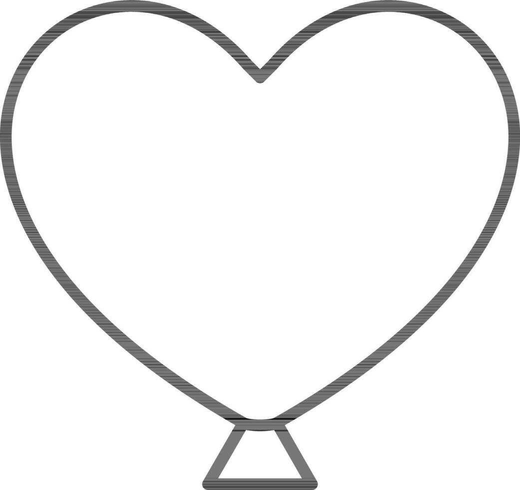 Heart balloon icon in black line art. vector