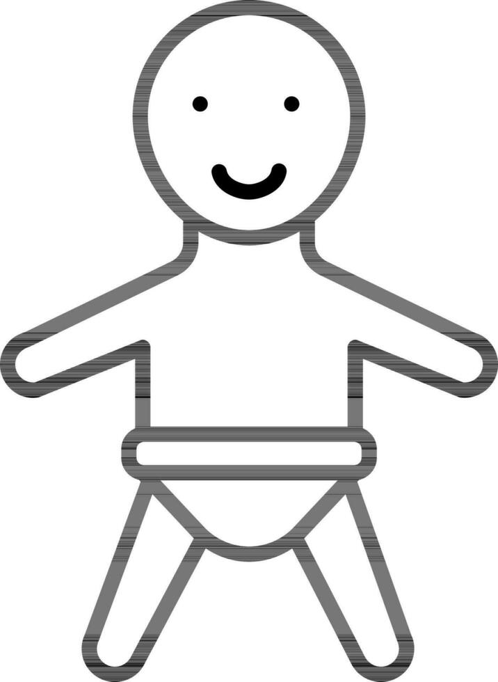 Cartoon Boy icon in black line art. vector