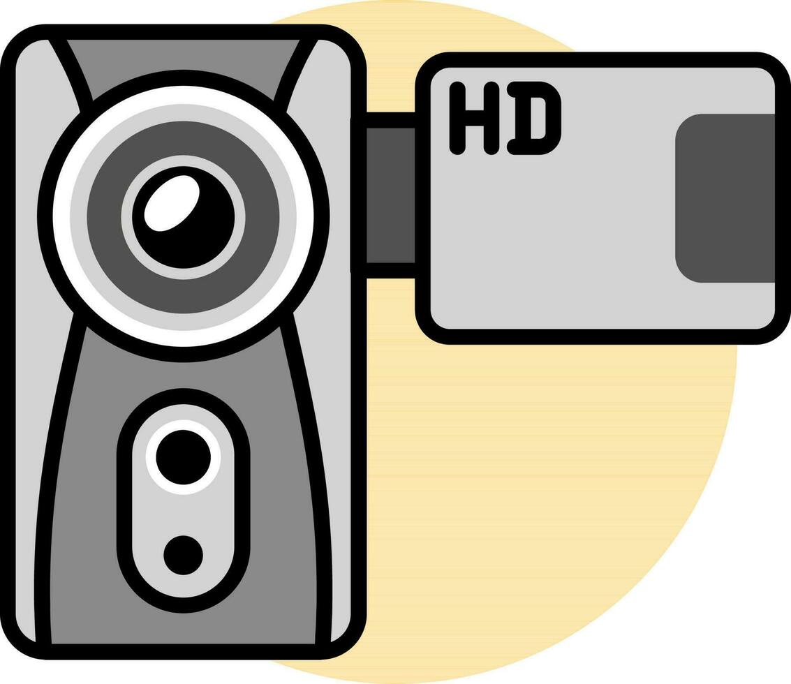 Illustration of HD handycam icon in grey color. vector