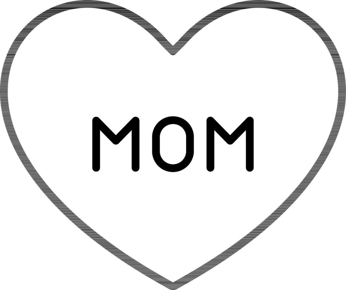 Mom text in Heart Shape icon. vector