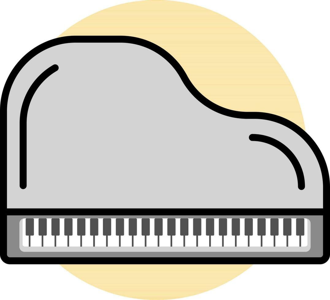 Grey piano icon on yellow circle background. vector