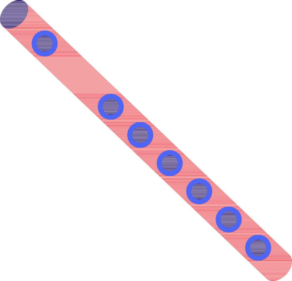 plano estilo flauta icono en rojo y azul color. vector