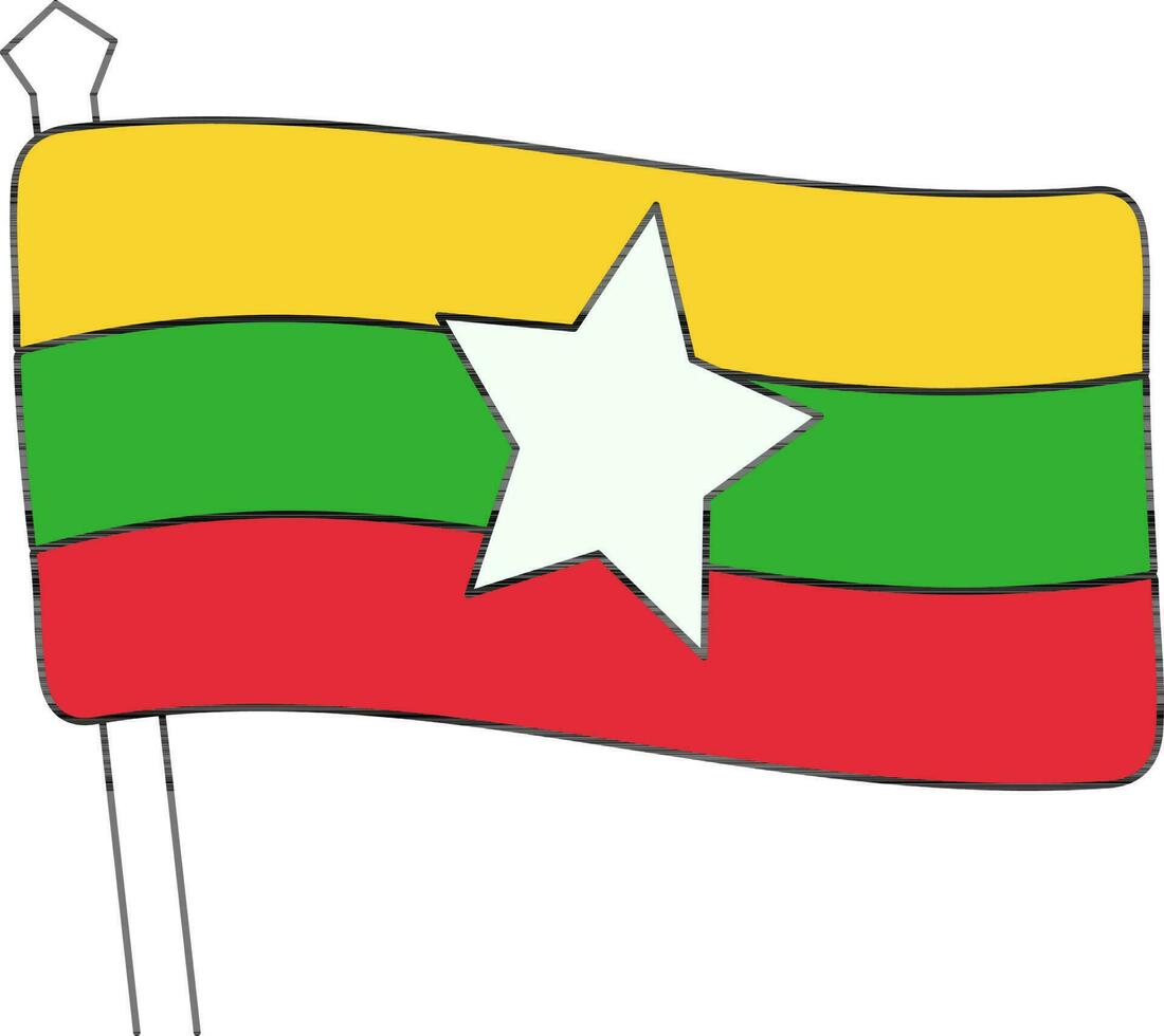 Flat style Myanmar National Flag Icon. vector