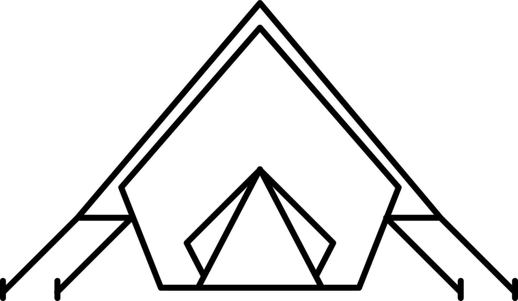 Line art Tent icon in flat style. vector