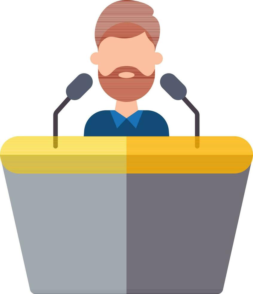 Man Speak on Stage icon in flat style. vector