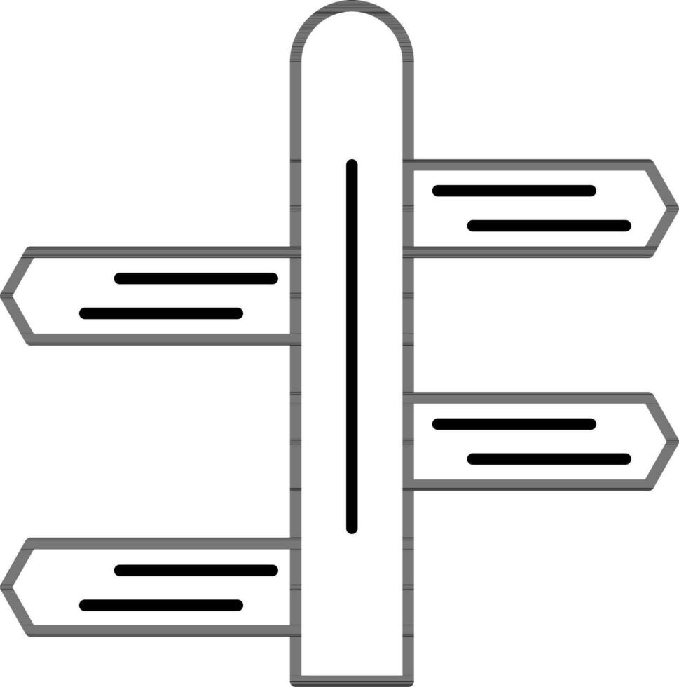 Directional Board icon in black line art. vector