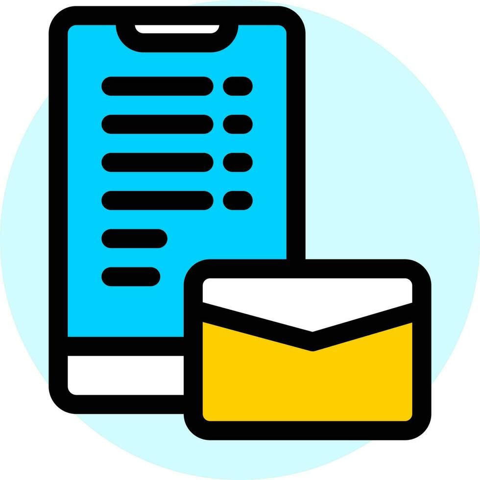 Mail app in smartphone with envelope icon in flat style. vector