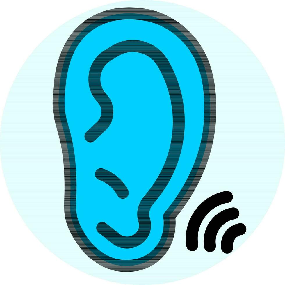 Hearing icon in blue and black color. vector