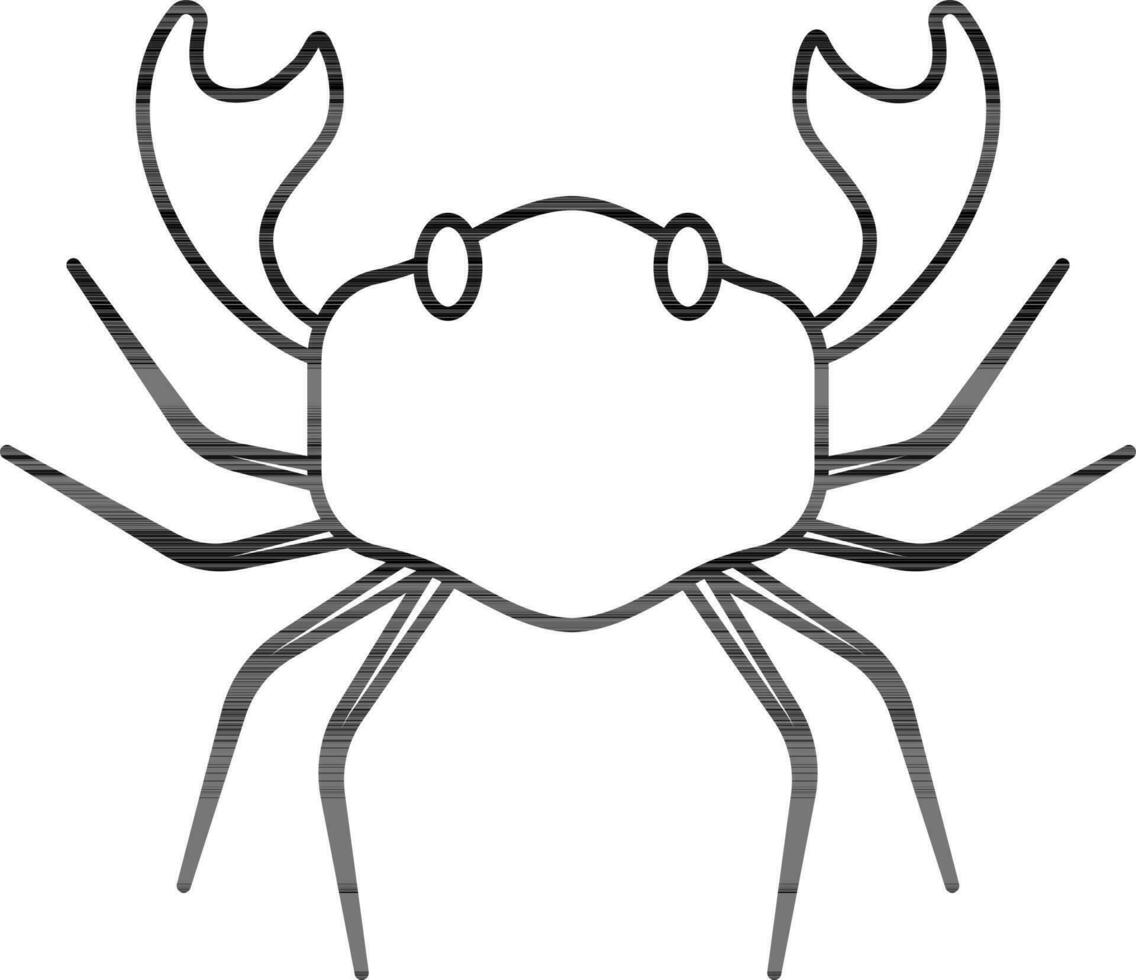 Thin line art Crab icon on White background. vector