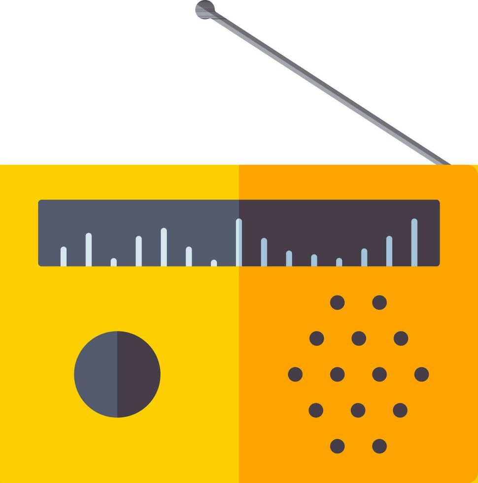 Flat style Radio icon in yellow and gray color. vector