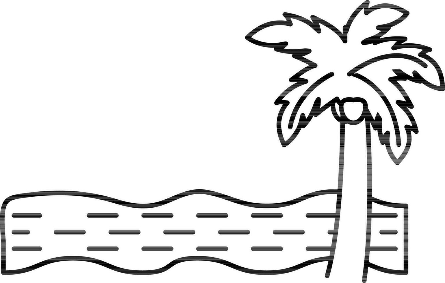 Coconut Tree with River icon in line art. vector