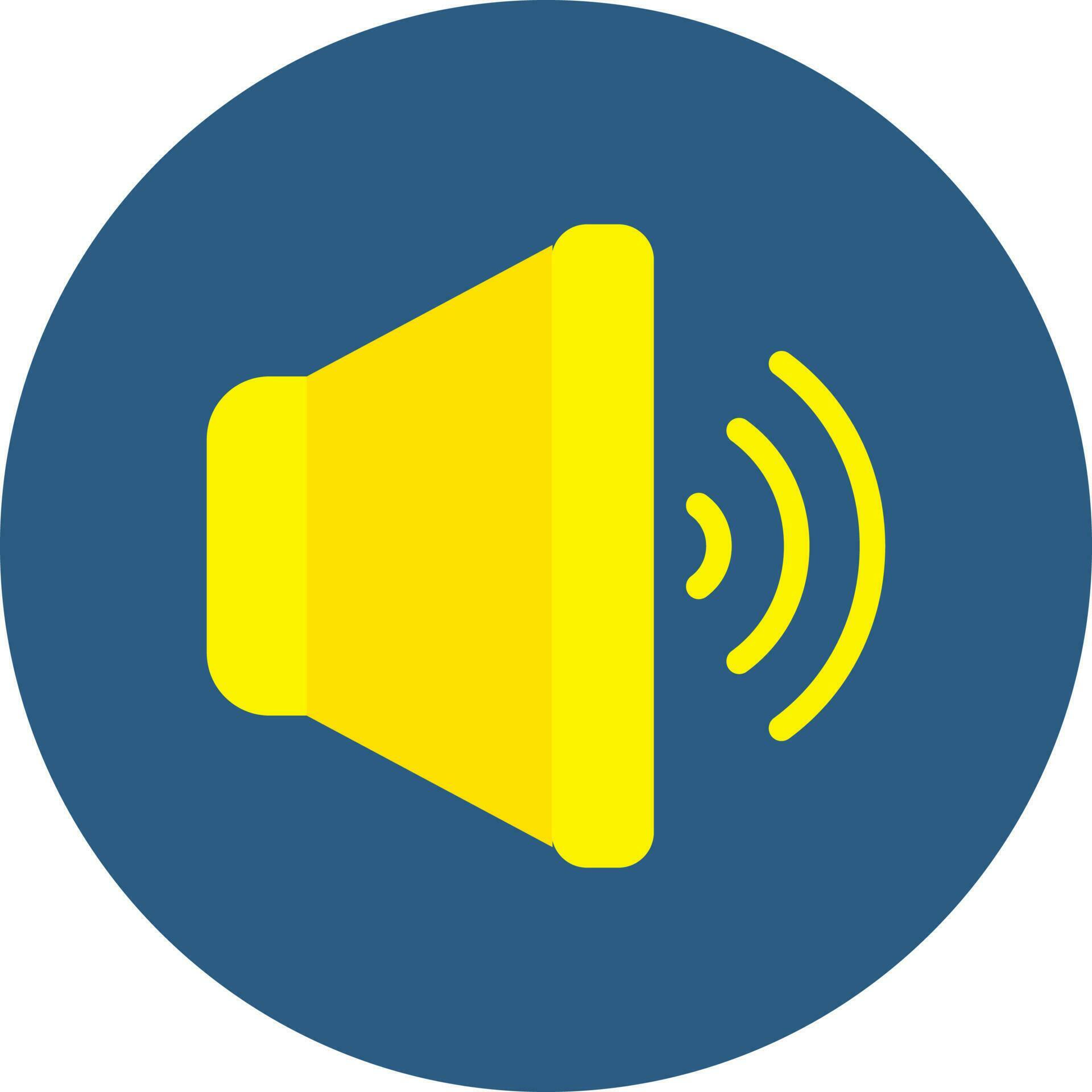 Yellow Speaker icon on blue circle background. 24367750 Vector Art at