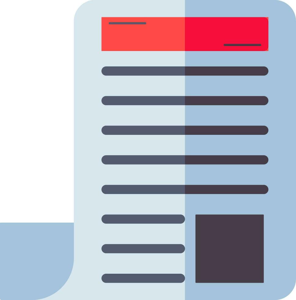 News paper icon in blue and red color. vector